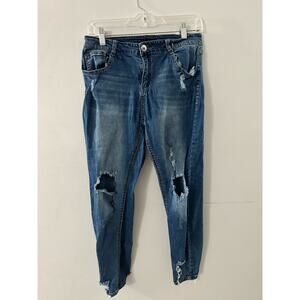 Forever 21 Jeans Women's 27 Dark Wash Denim Skinny Distressed High Rise